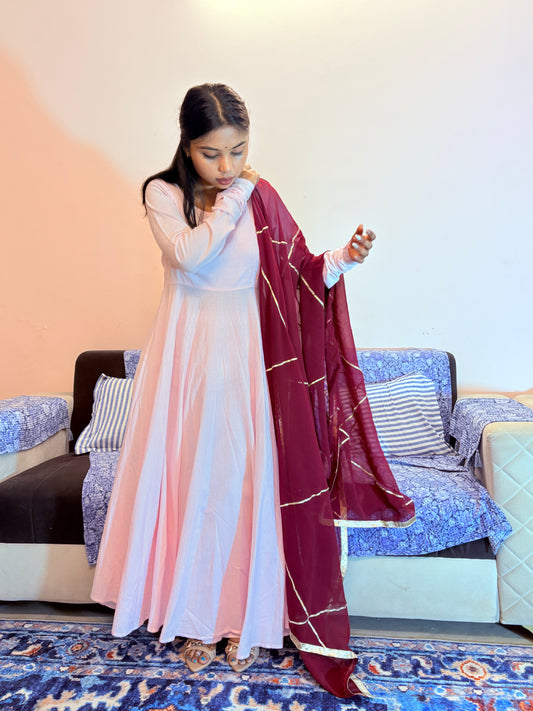 Reet Gotta Dupatta Baby Pink Georgette Dupatta