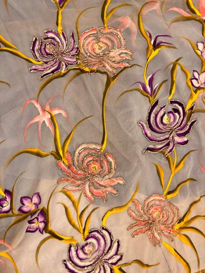 Fairytale Light Purple Handcrafted Georgette Saree