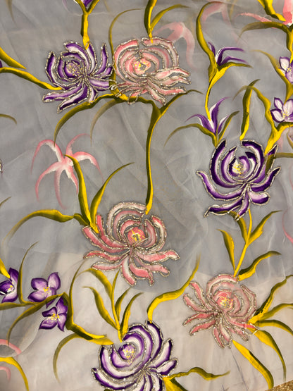 Fairytale Light Purple Handcrafted Georgette Saree