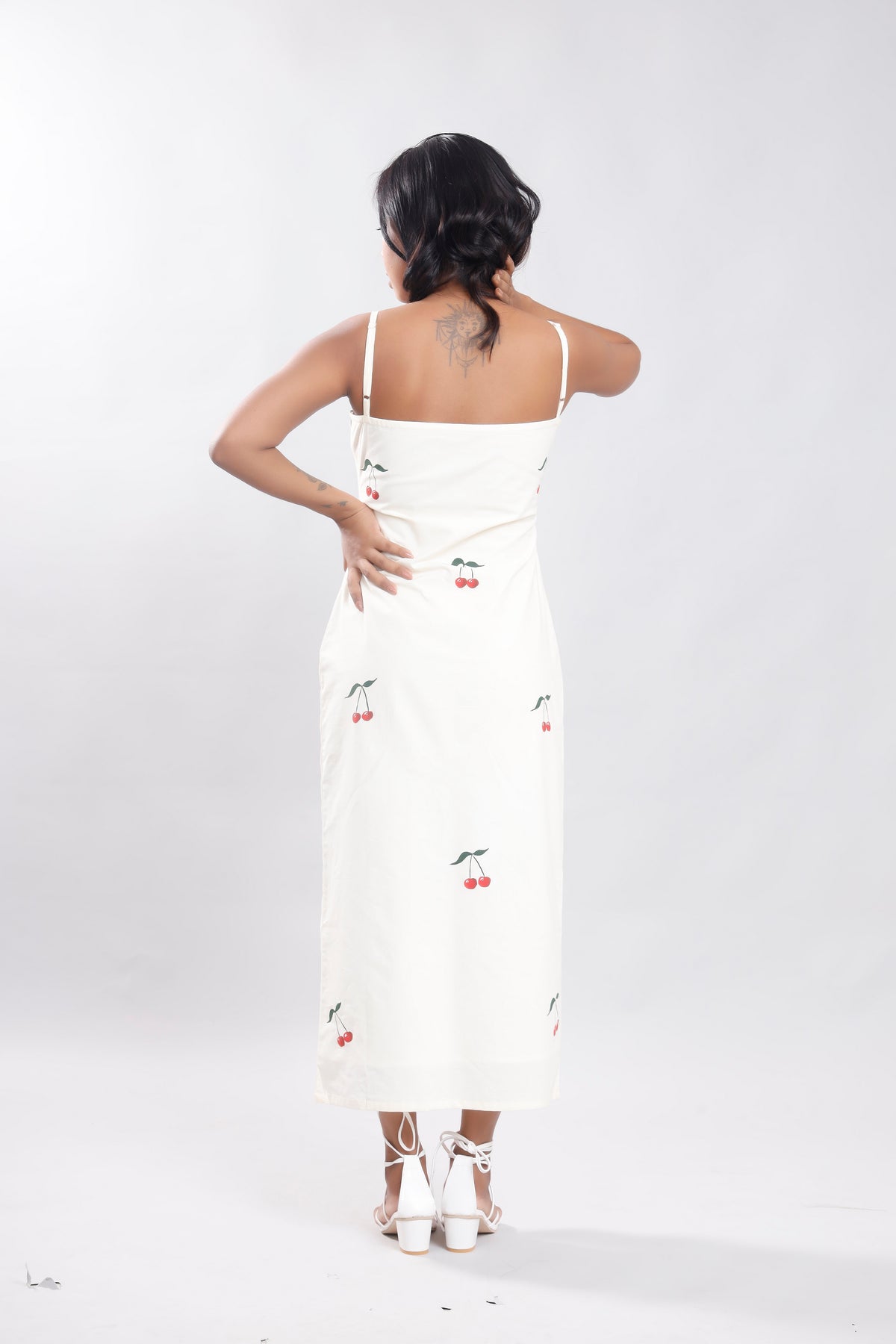 Cherry Bloom Elegance Butter Yellow Pencil dress