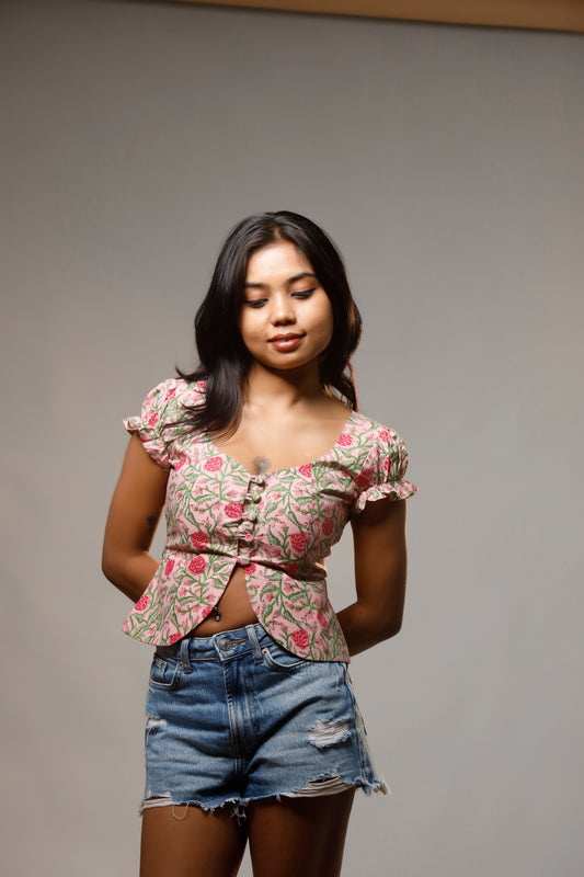 Block Print Beauty Waistcoat Style Top